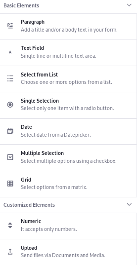 Figure 1: There are many useful out-of-the-box form field types.