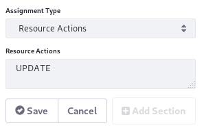 Figure 2: Configure resource action assignments in the Workflow Designer.