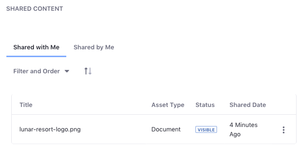 Figure 3: The Shared Content app lists the files shared with you, and the files you shared.