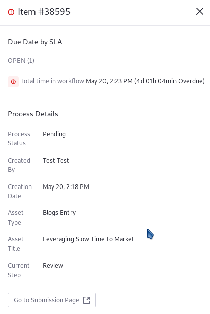Figure 7: Item Details include SLA status information and whether the item is Resolved or Open.