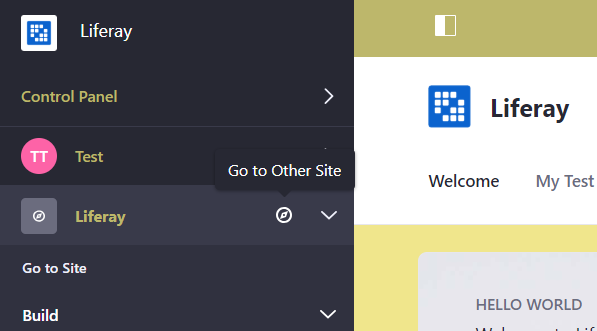 Figure 1: Your Liferay DXP pages and menu fonts now have a yellow tint.