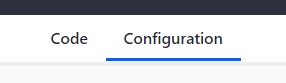Figure 1: Switch from the Code tab to the Configuration tab to create your configuration logic.